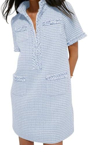 Demure Tweed Dress With Zipper Pockets