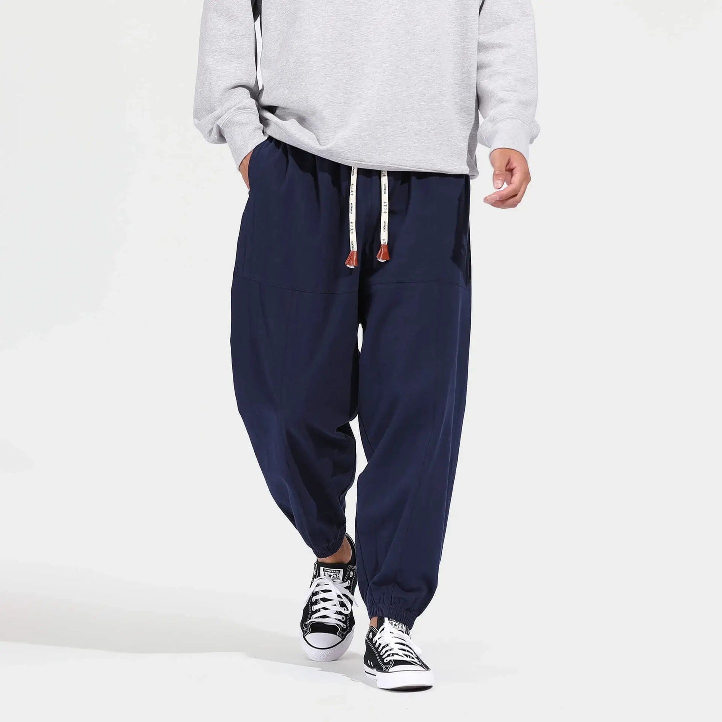 Men's Solid Color Loose Drawstring Casual Pants