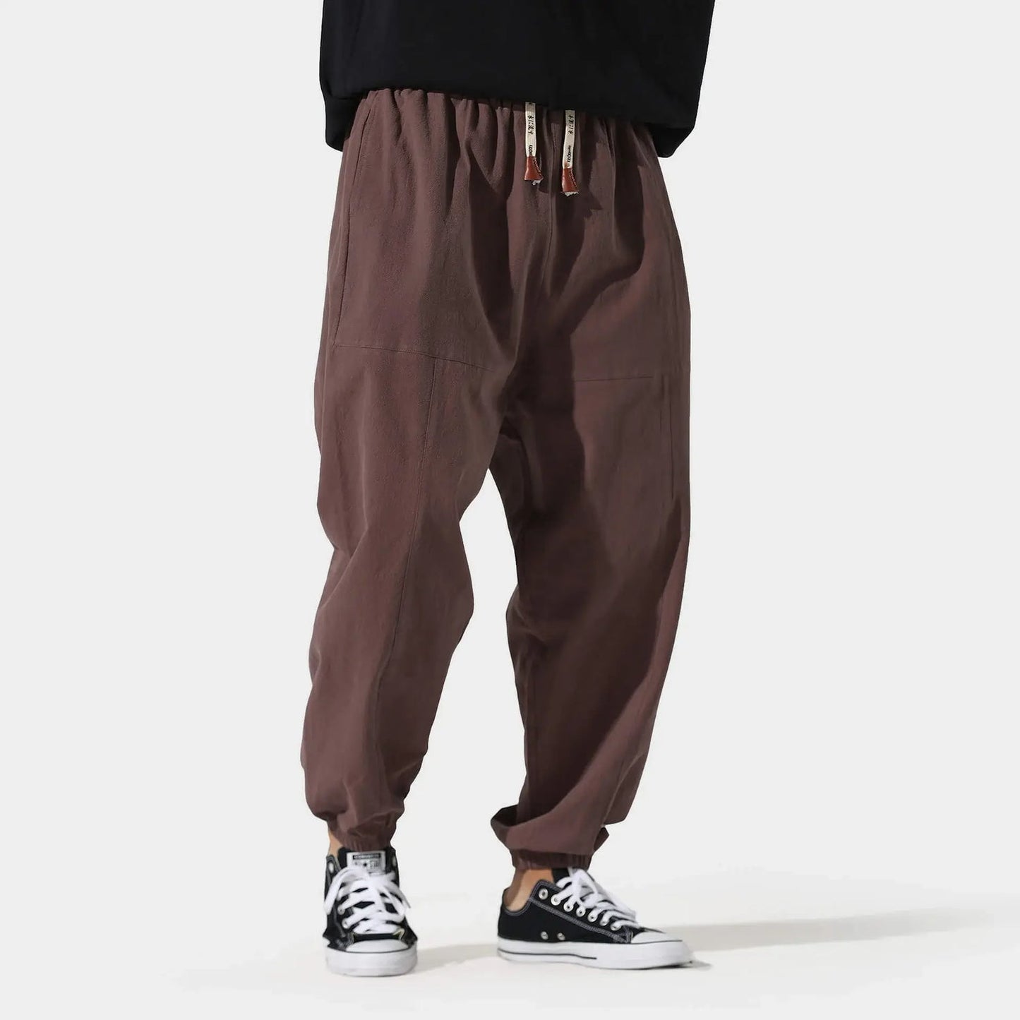 Men's Solid Color Loose Drawstring Casual Pants