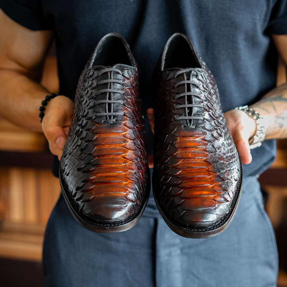 Obsidian Snake Scale Business Dress Shoes