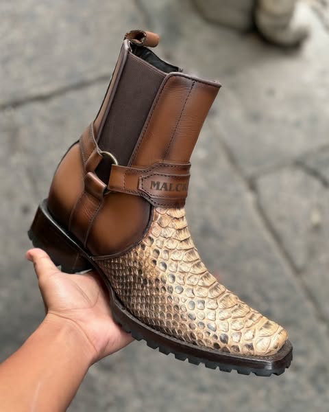 Men's Python Leather Ankle Boots