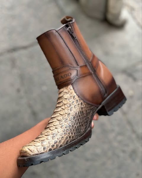 Men's Python Leather Ankle Boots