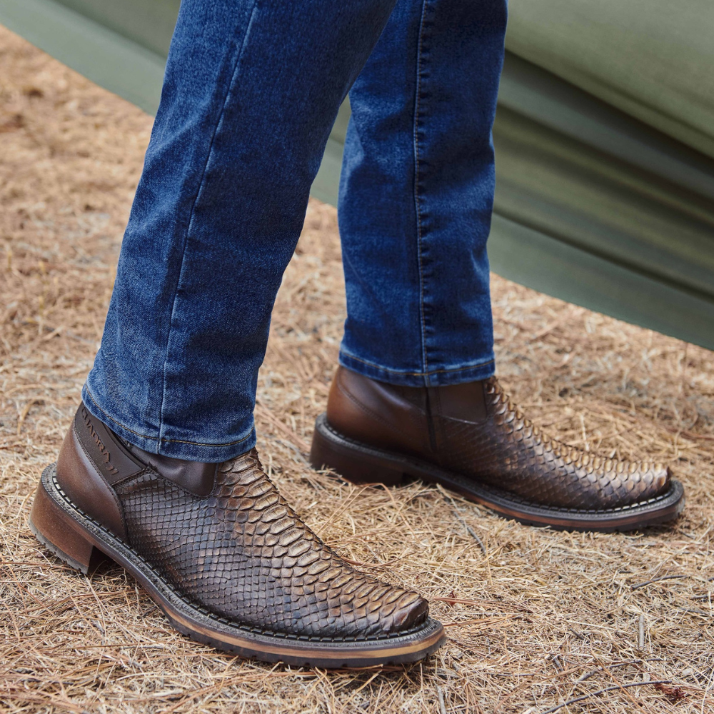 Men's Boot In Genuine Python Leather Honey