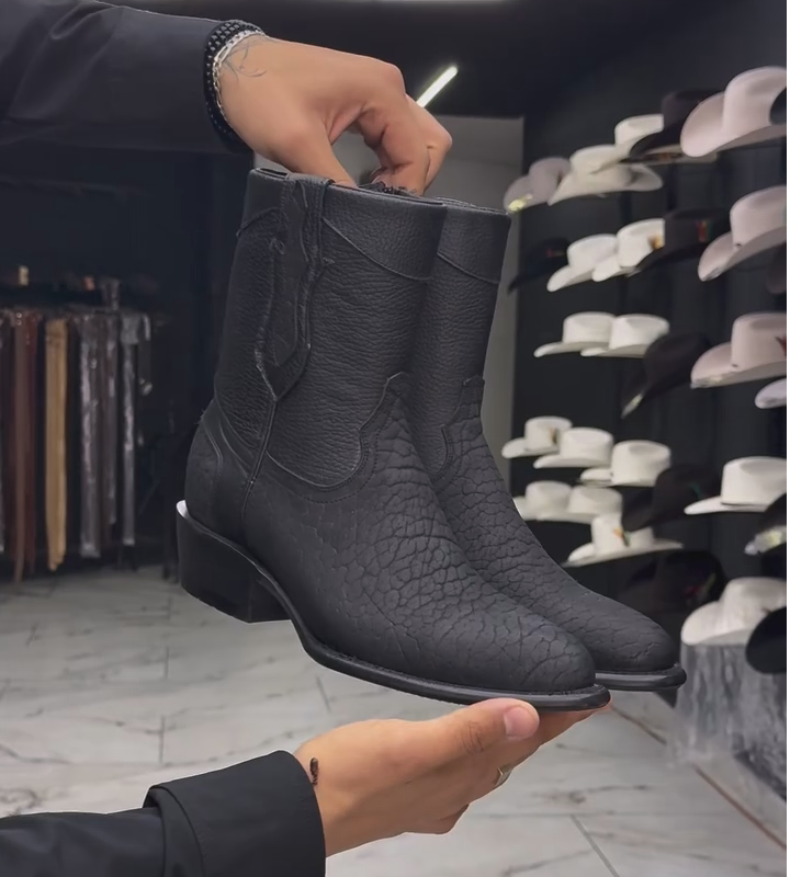 Men's Cowboy Boots Genuine Bull Neck Leather Western