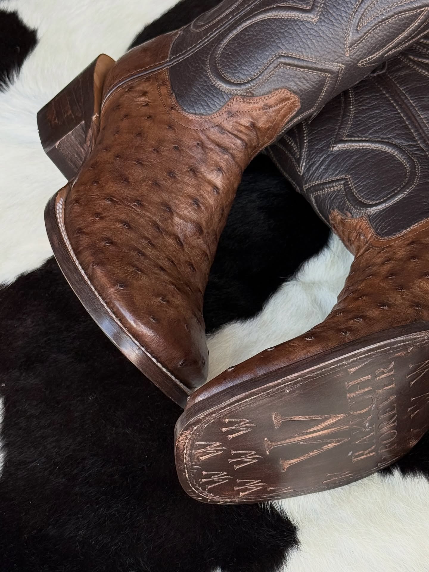 Exotic Ostrich Print Cowboy Soto Boots