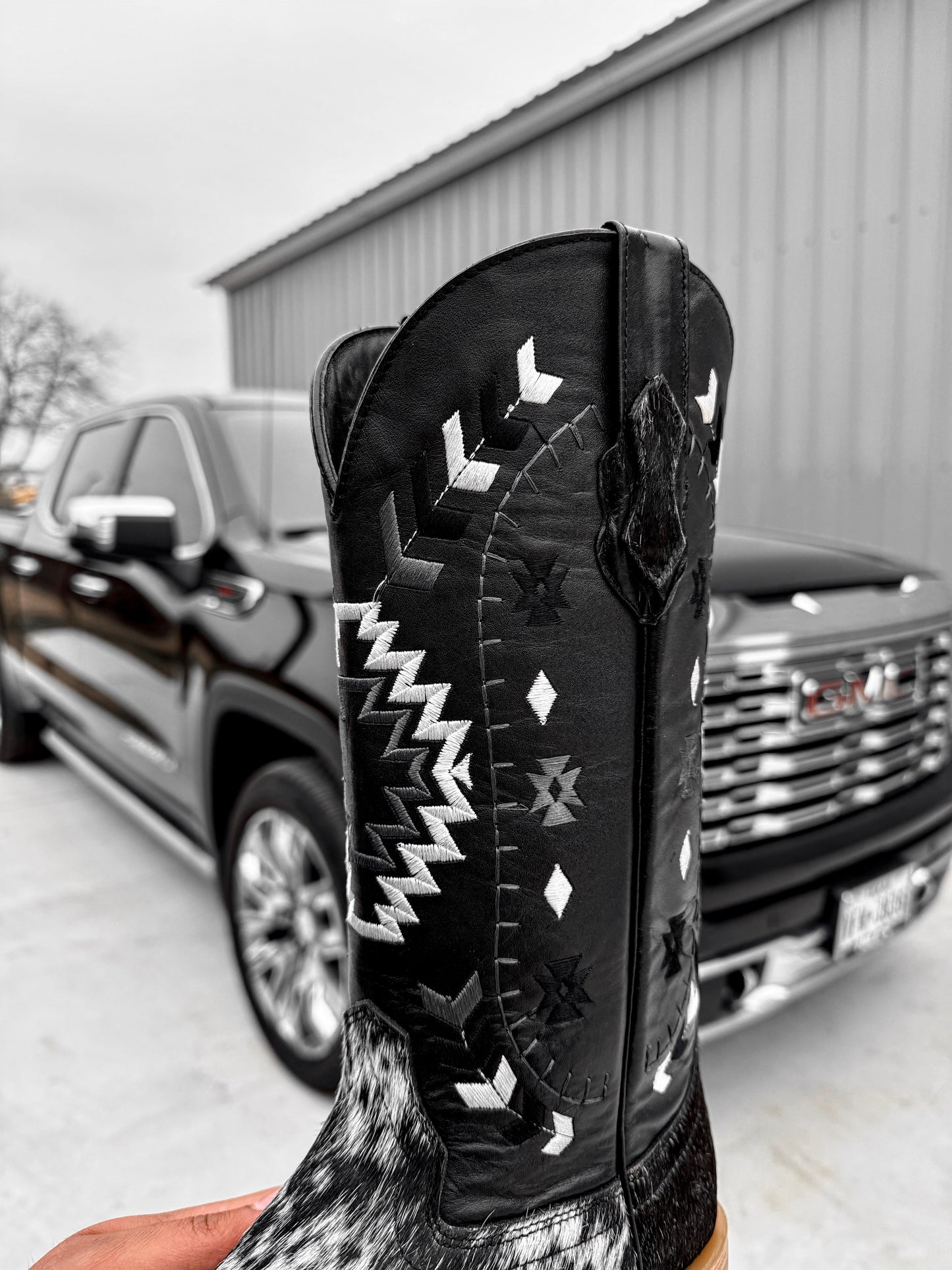 Genuine Square Toe Cowhide Boots