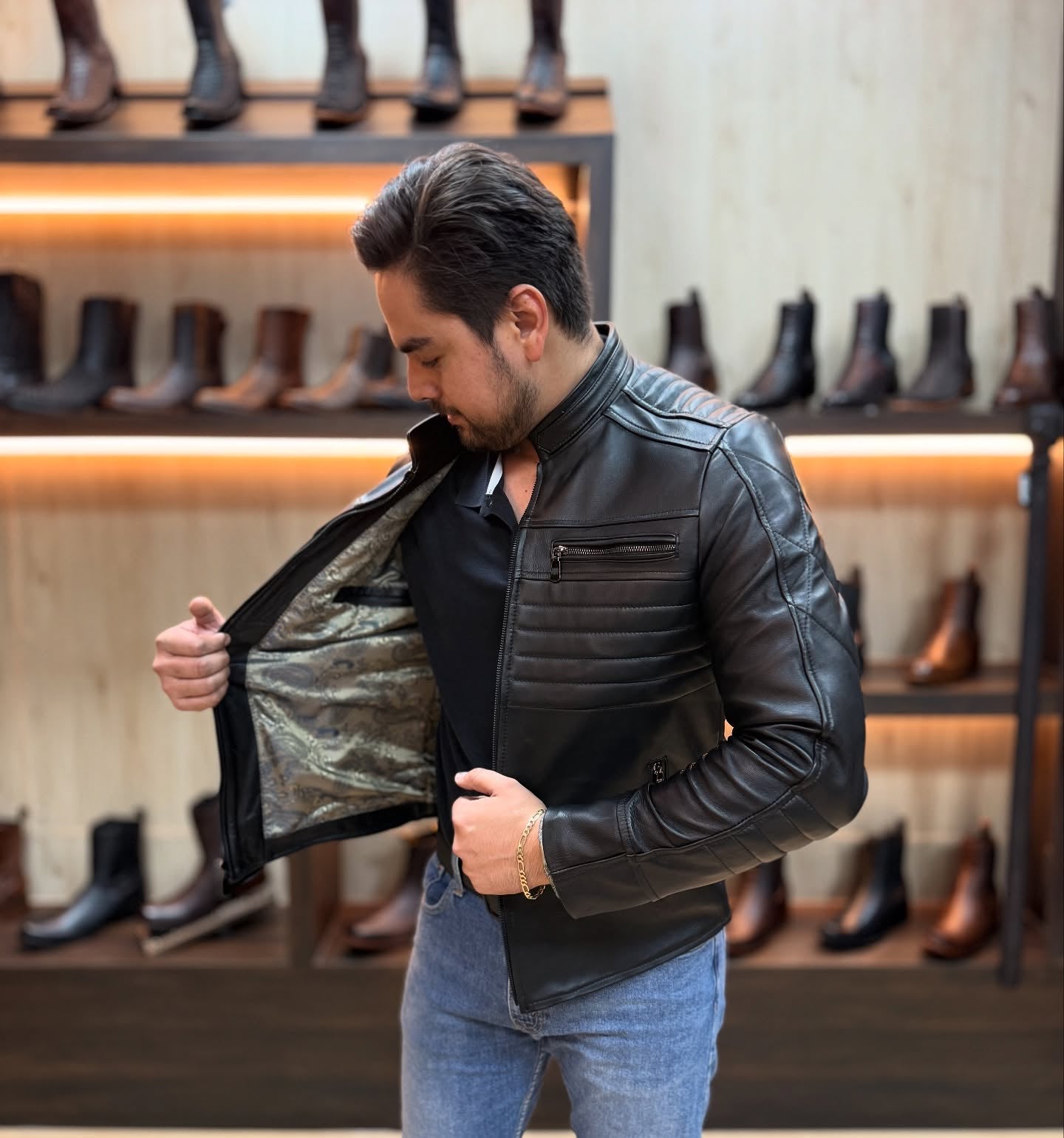 Men's Genuine Leather Biker Jacket