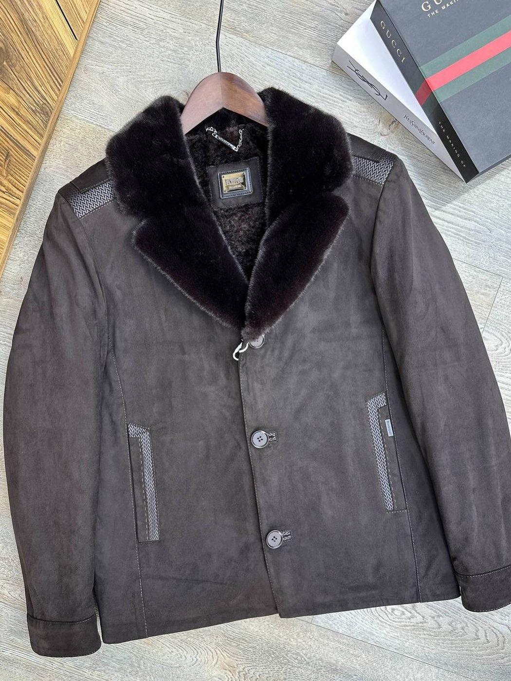 Suede Leather Jacket With Cozy Faux Shearling