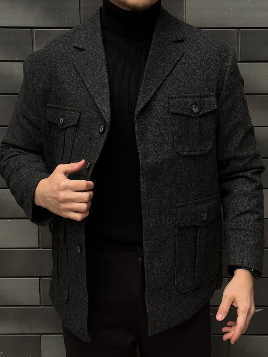 Men's Pockets Tweed Blazer
