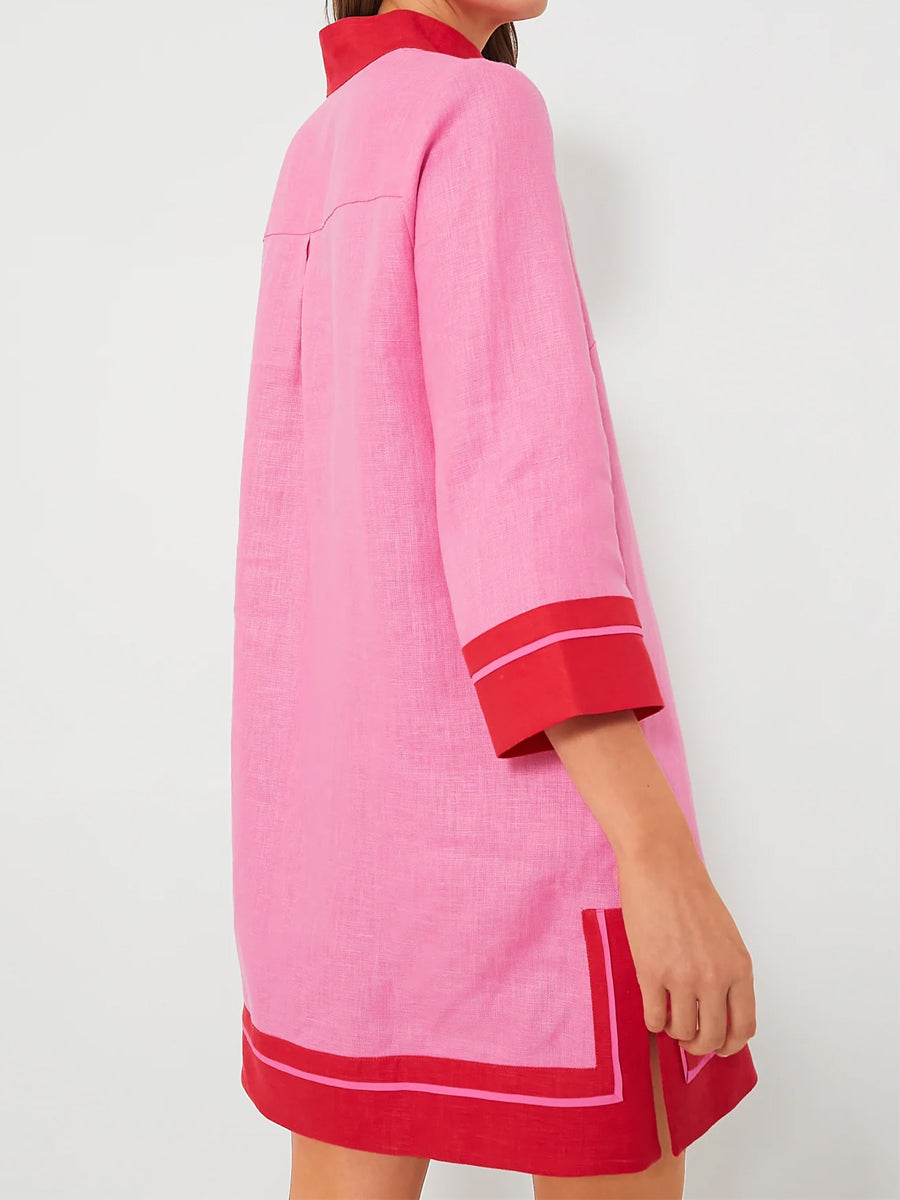 Stand Collar V Neck A-line Dress