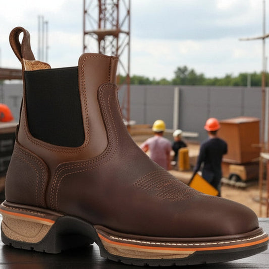 Soft toe Pull On Leather Work Boots