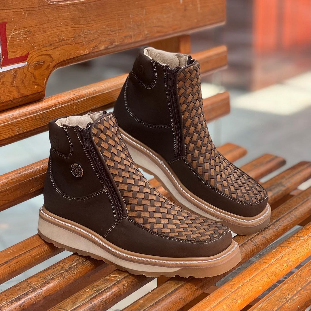 Square Toe Double Zipper Work Boots