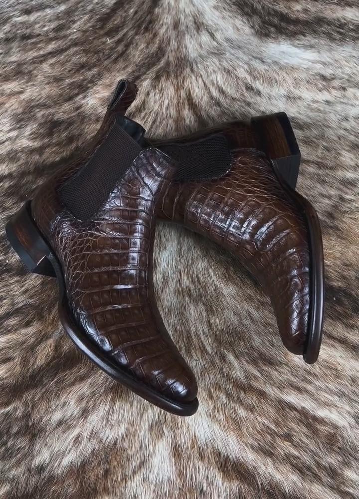 Men's Crocodile Embossed Chelsea Boots