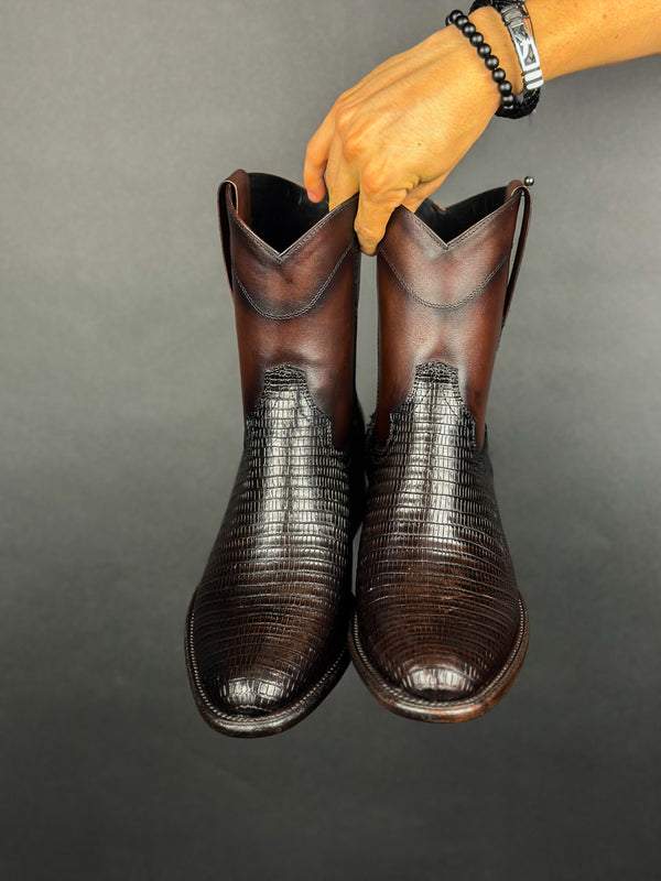 Emma Dark Brown Lizard Boots
