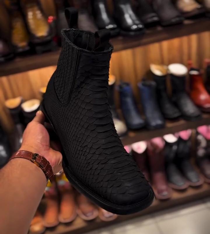 Black Scale Cowboy Boots Work Boots