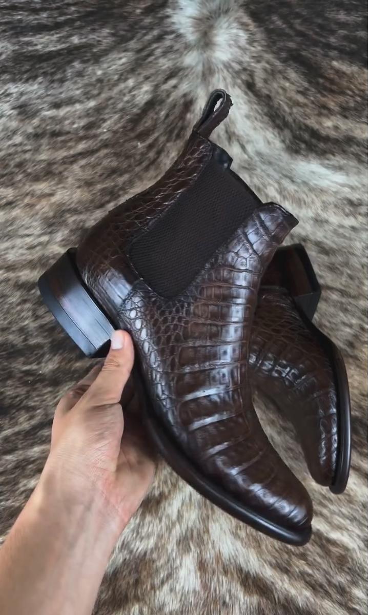 Men's Crocodile Embossed Chelsea Boots