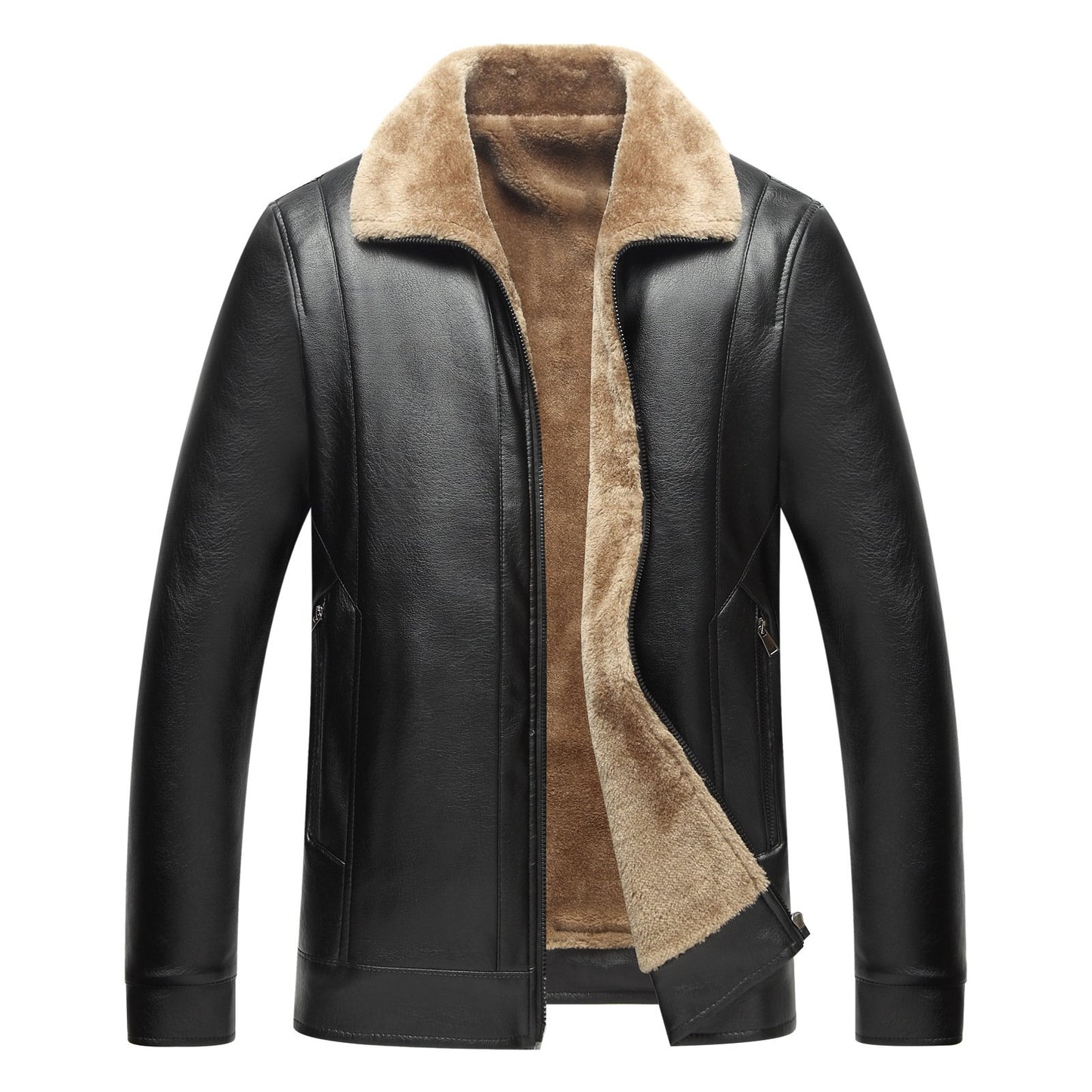 Men's Leather Jacket With Thick Velvet