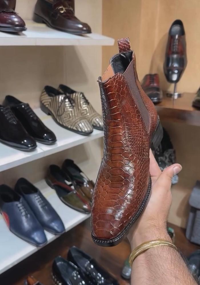 Cobra Scaled Chelsea Boots