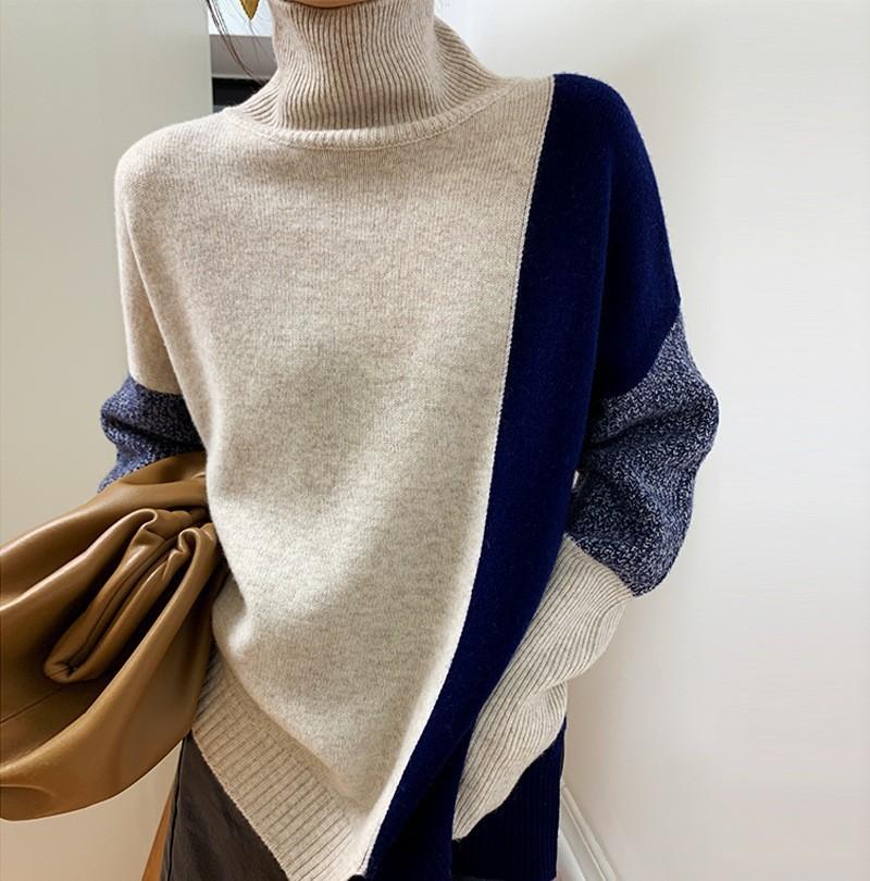 Turtleneck contrast sweater