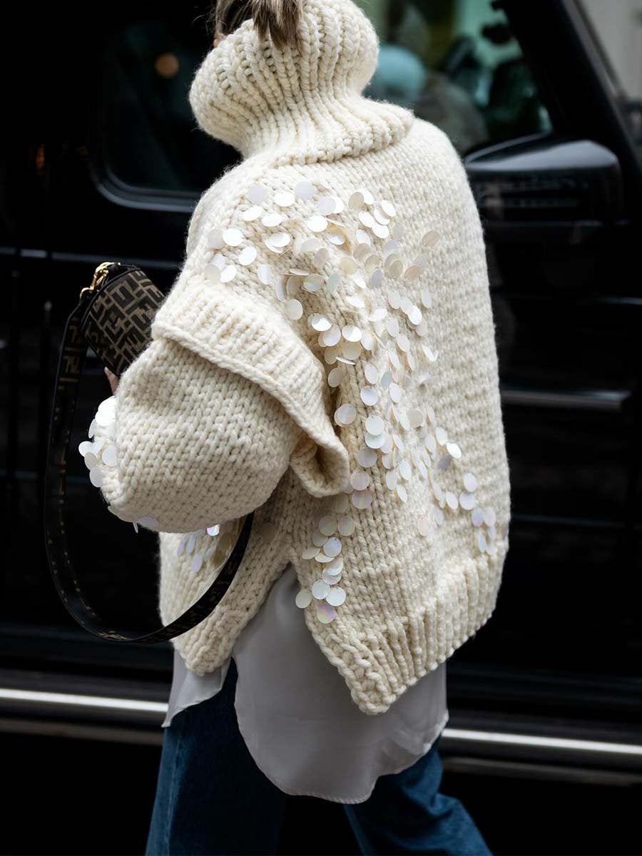 High Neck Sequin Sweater