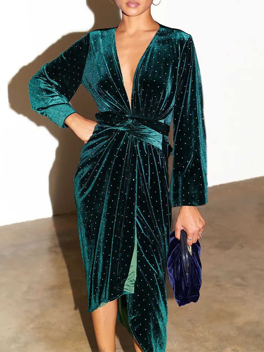 Sequin Velvet Wrap Dress