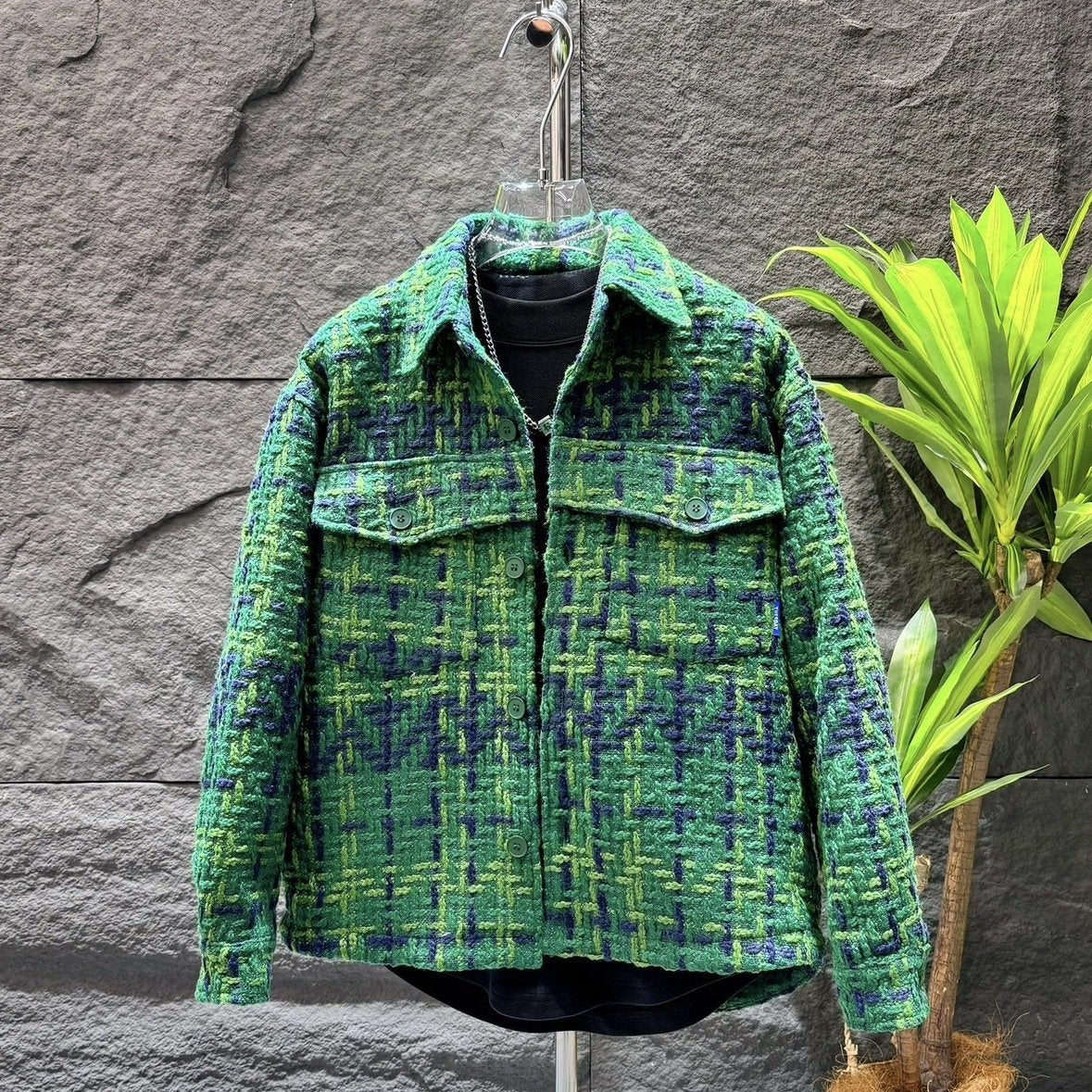 Trendy and versatile plaid cotton-padded jacket