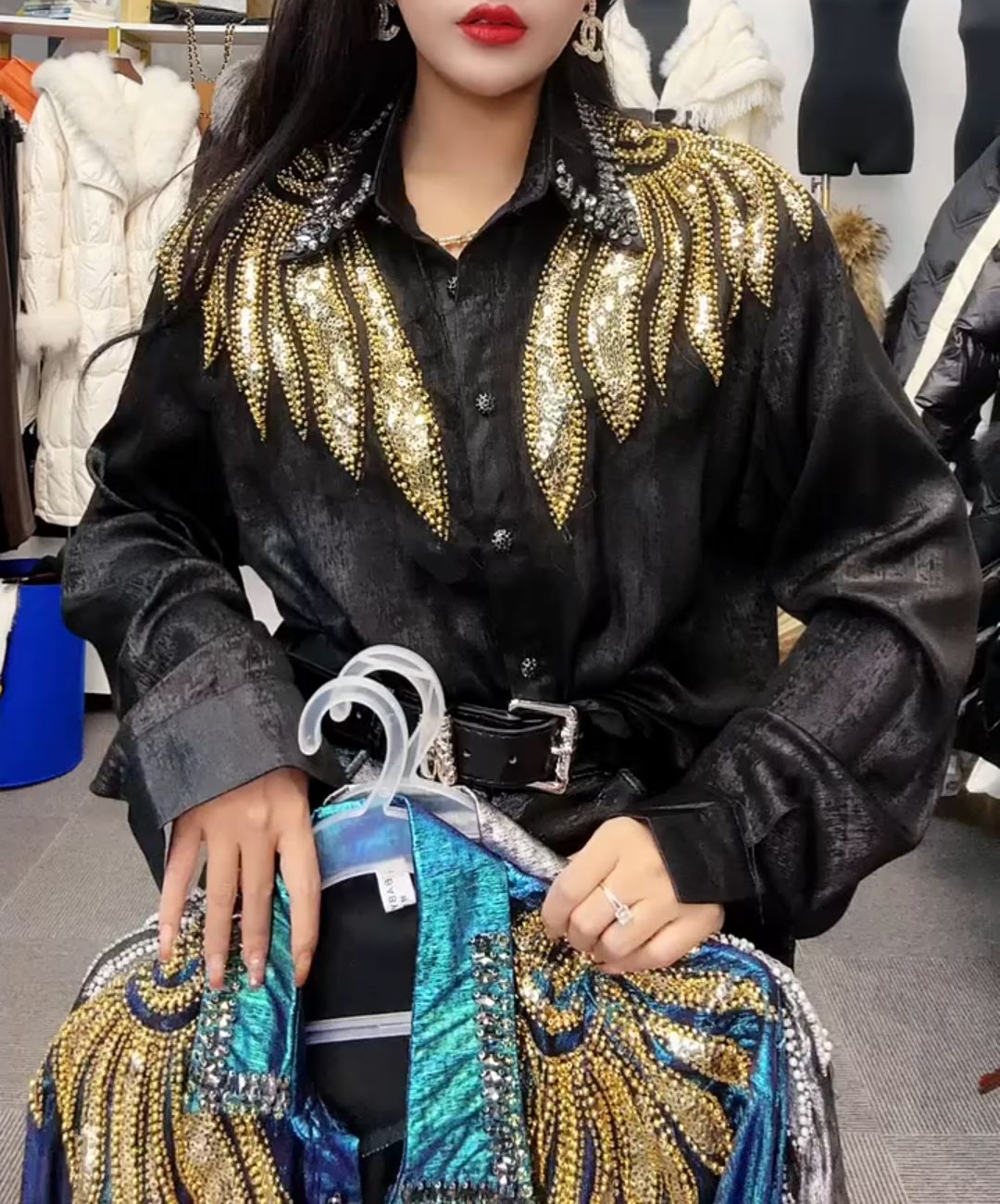 Women's butterfly wing loose mid-length shirt