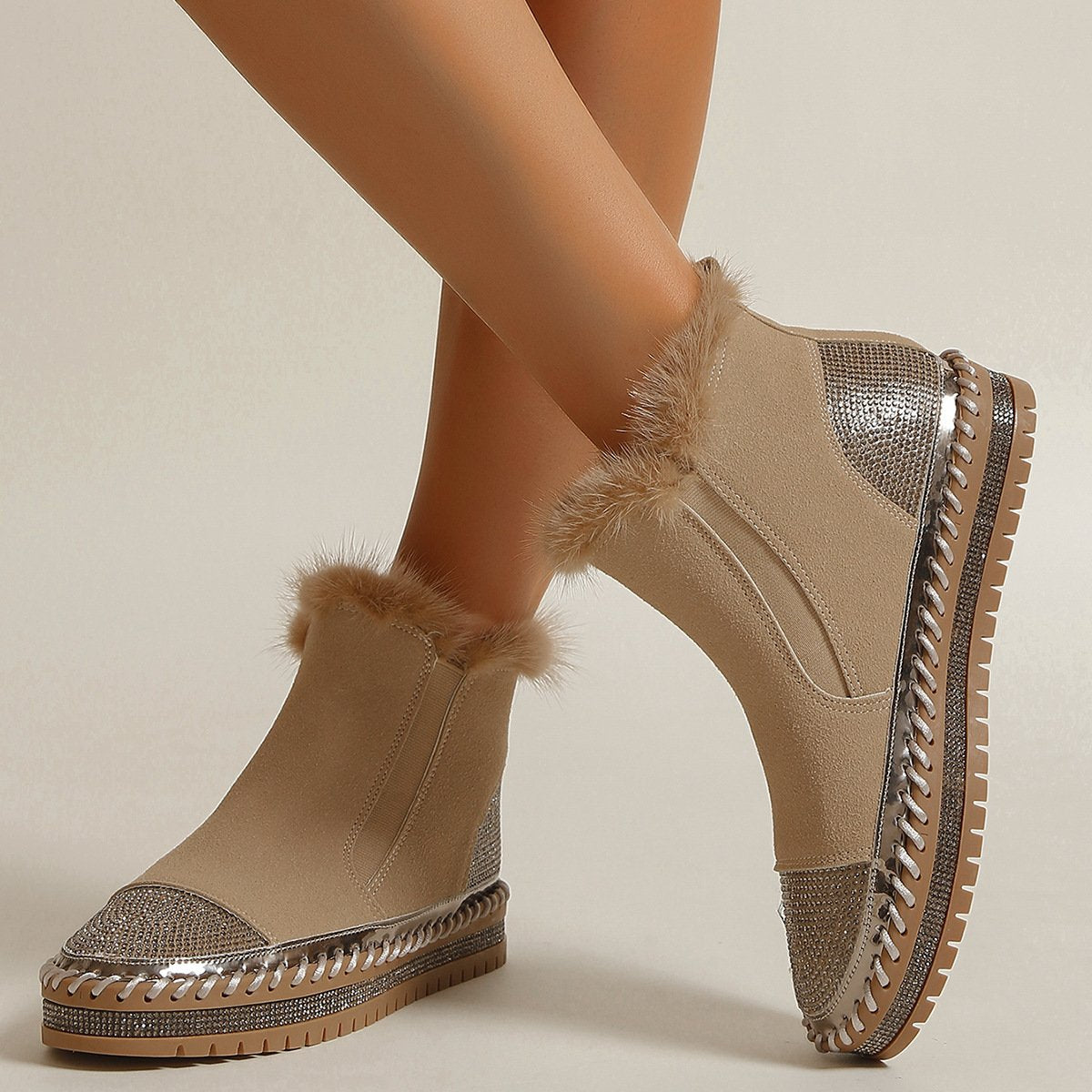 Thick Sole Rhinestone Casual Shoes