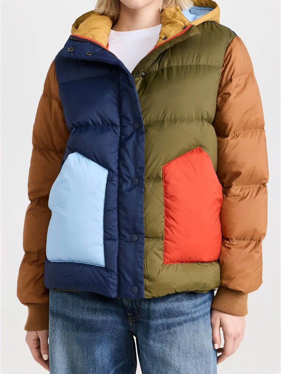 Colorblock Hoodied Coat