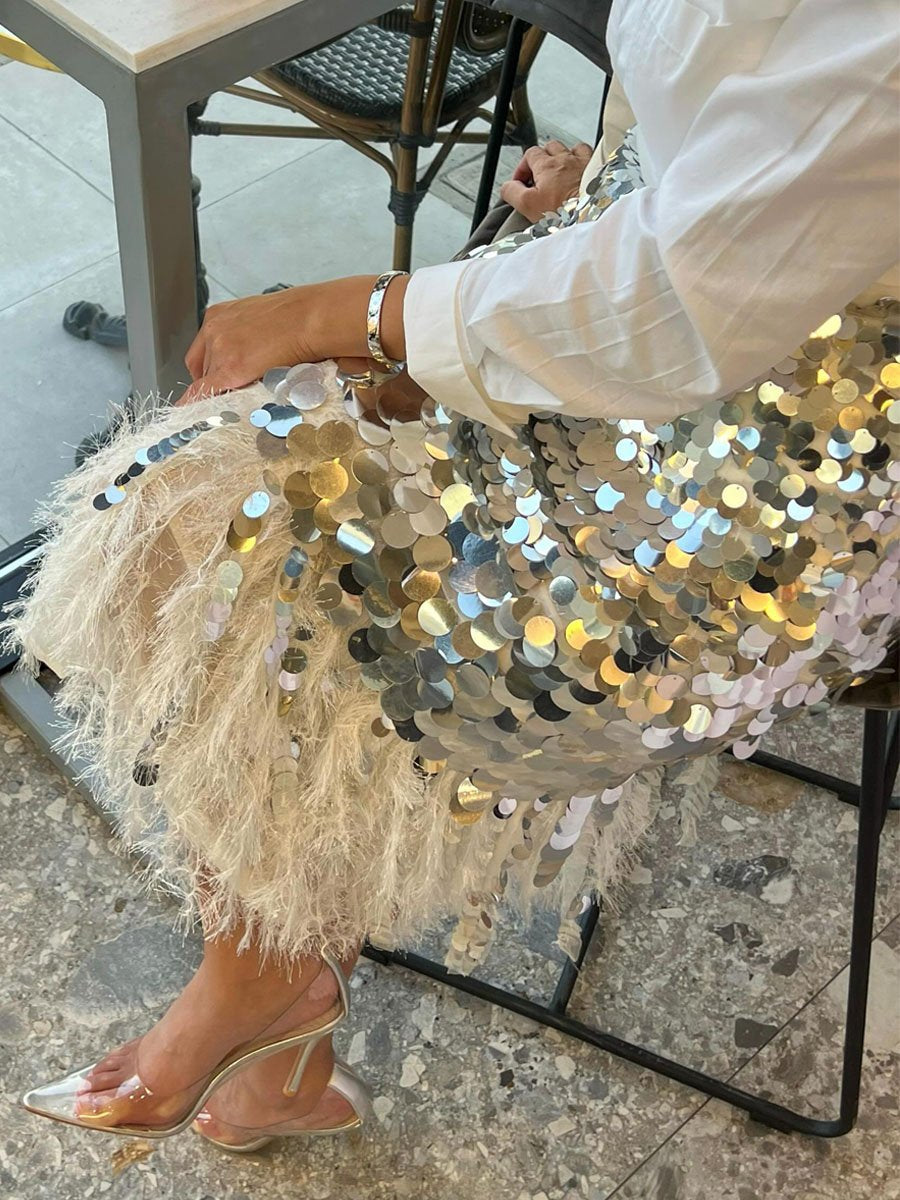 Sexy Sequin Feather Skirt