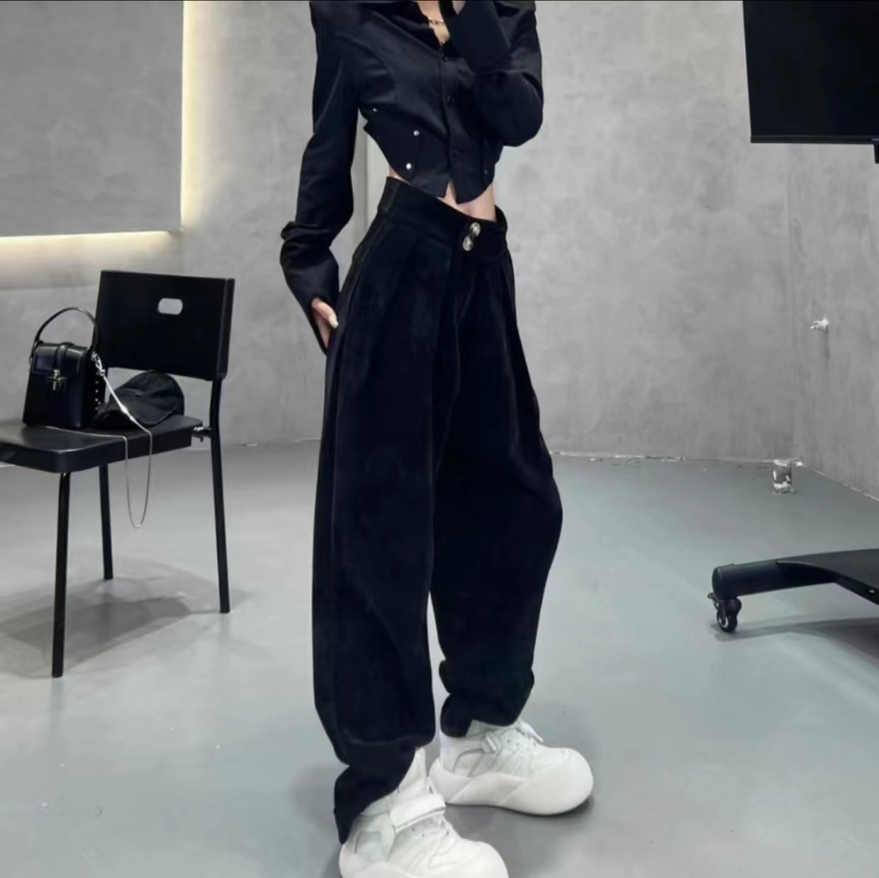 Double button waist casual pants
