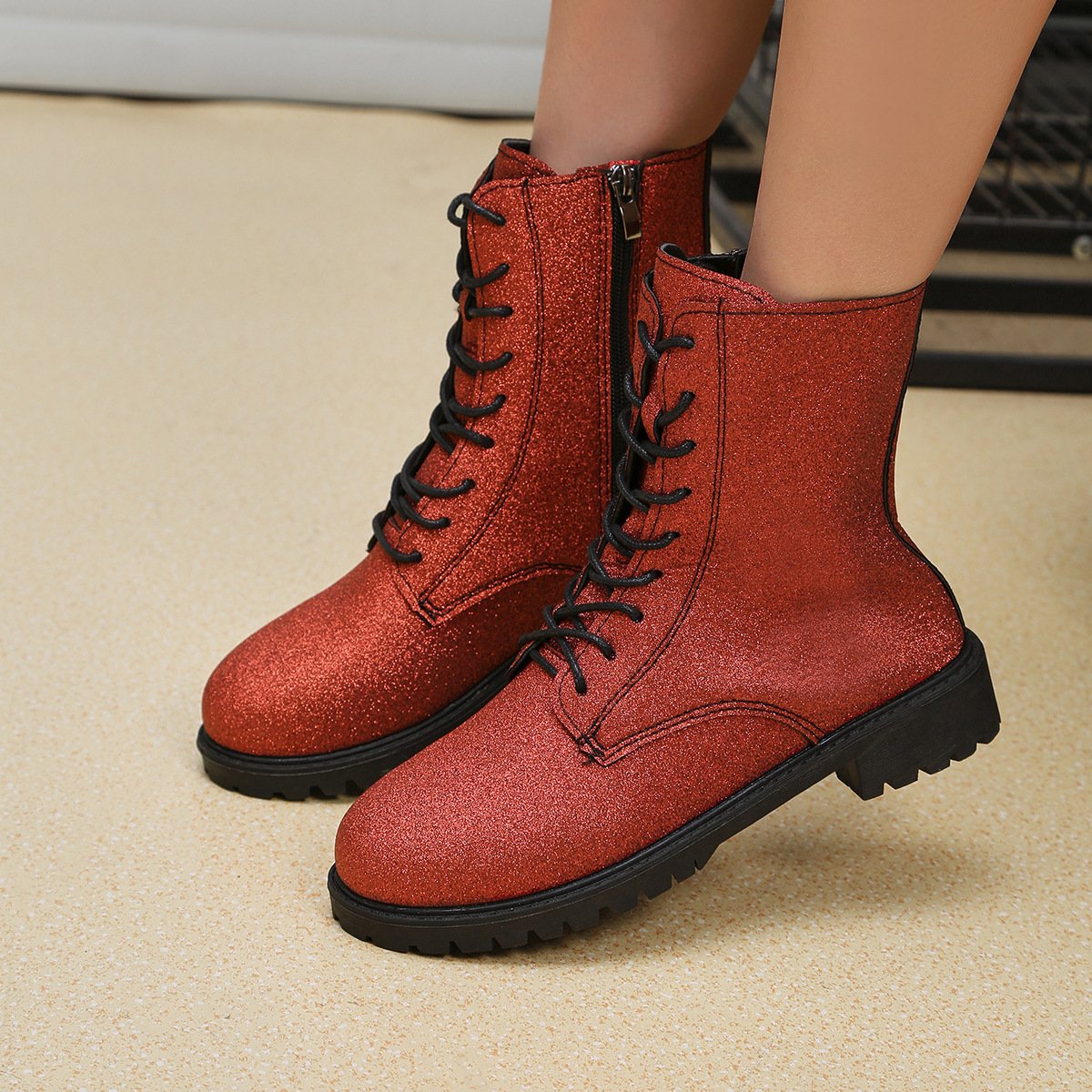 Simple bright diamond boots