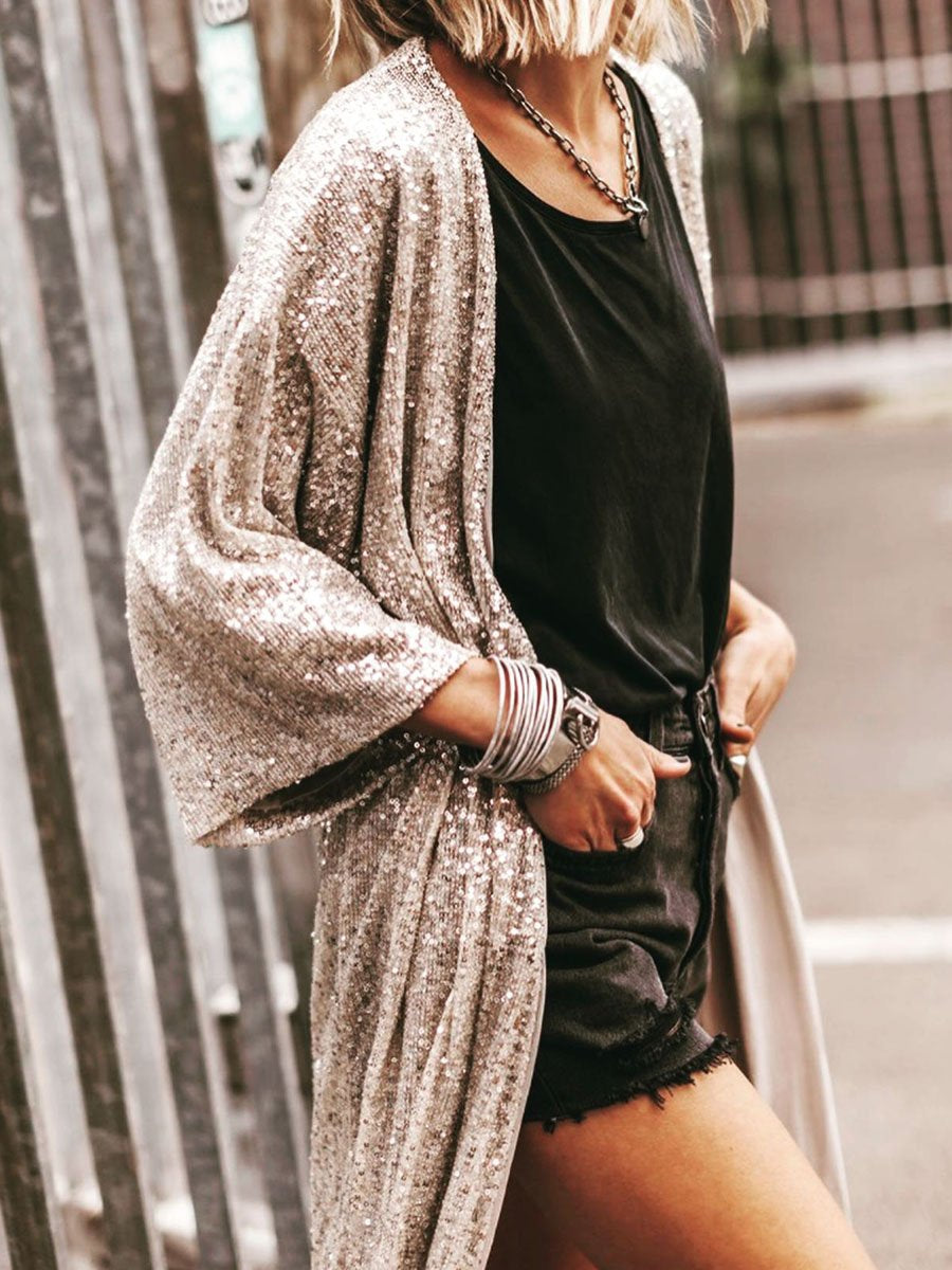 Sequined Cardigan Coat