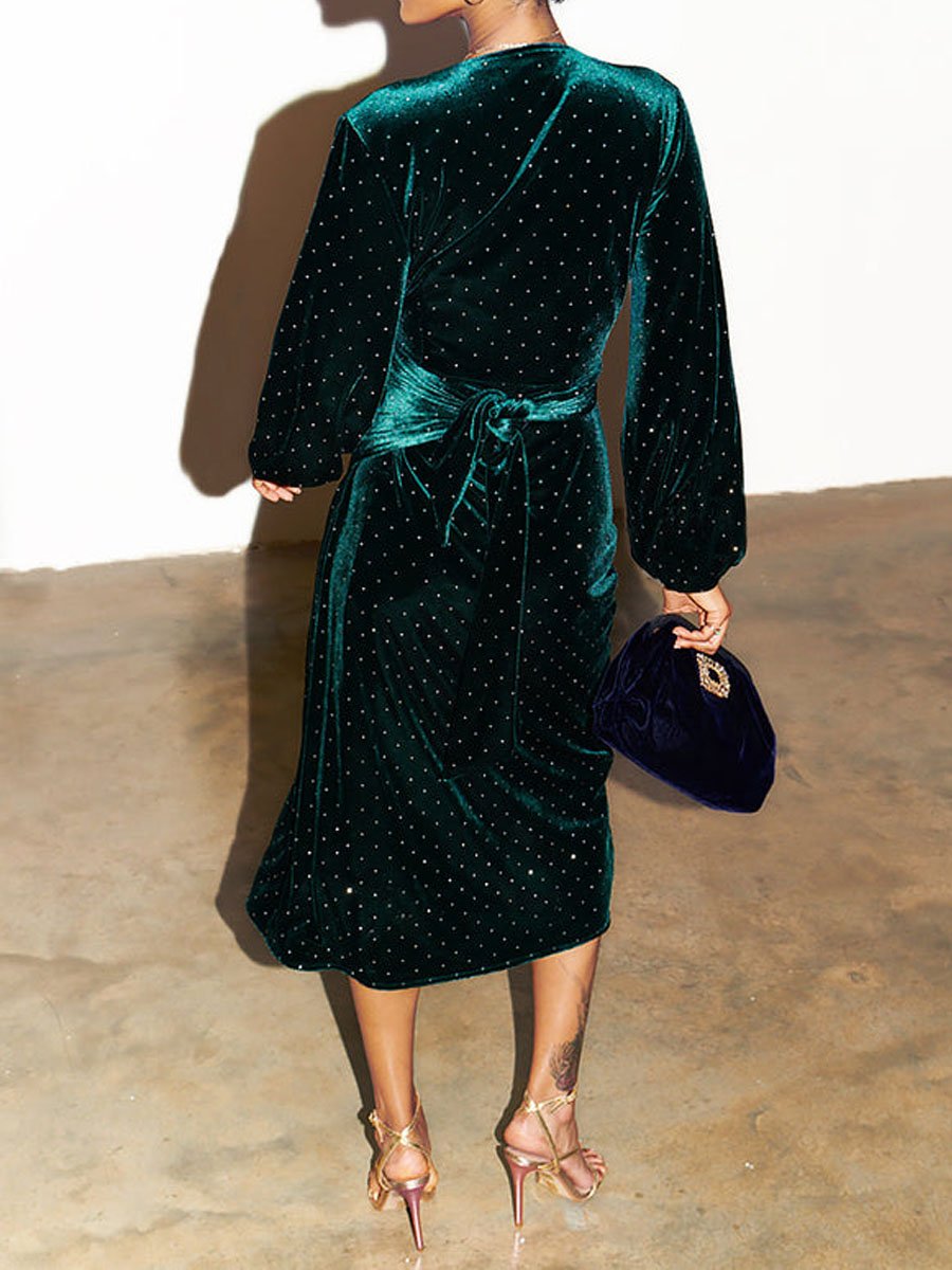 Sequin Velvet Wrap Dress