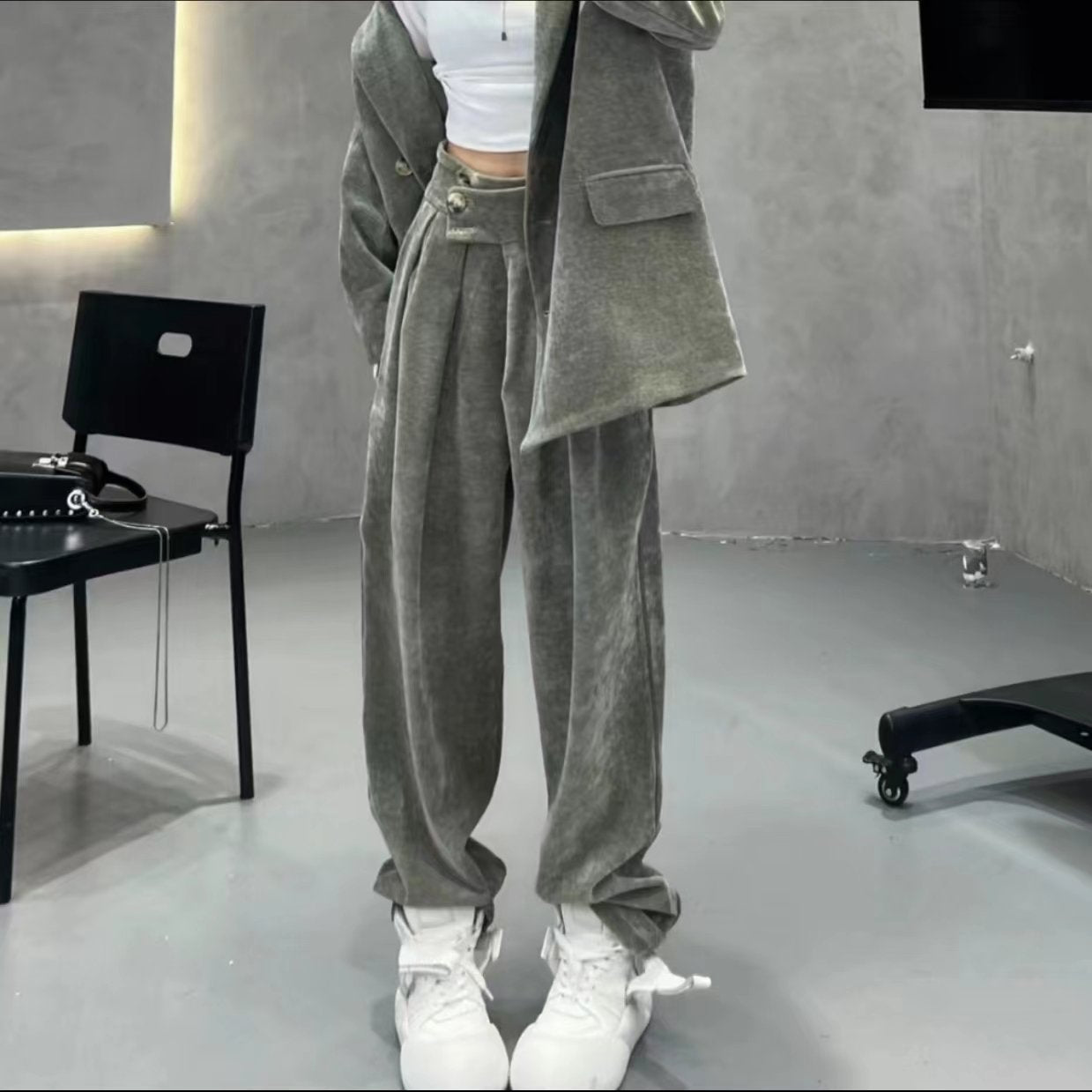 Double button waist casual pants