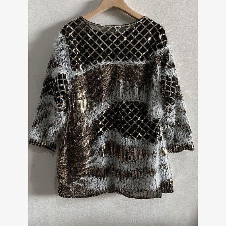 New Sequin Embroidered Loose Slimming Top