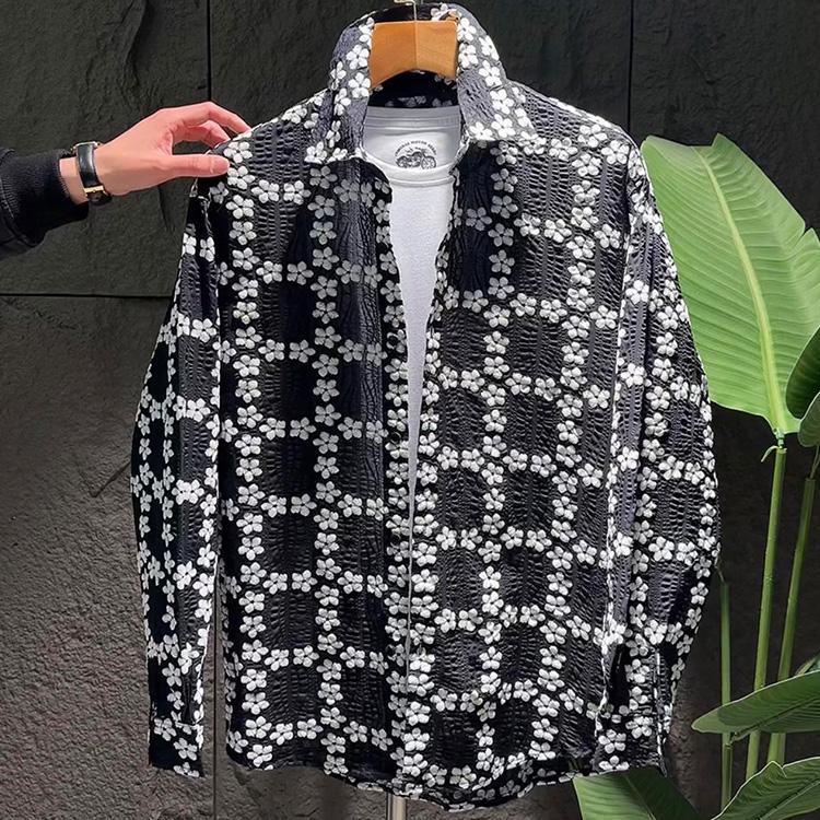 New Lapel Long Sleeve 3D Printed Shirt