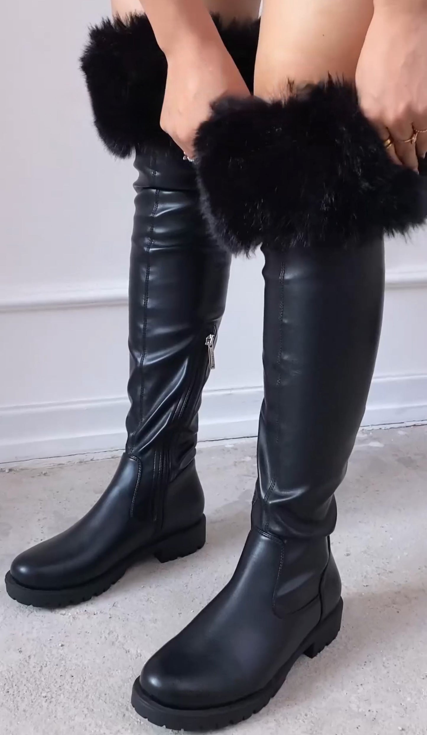 Plush Zippered Over-the-knee Boots