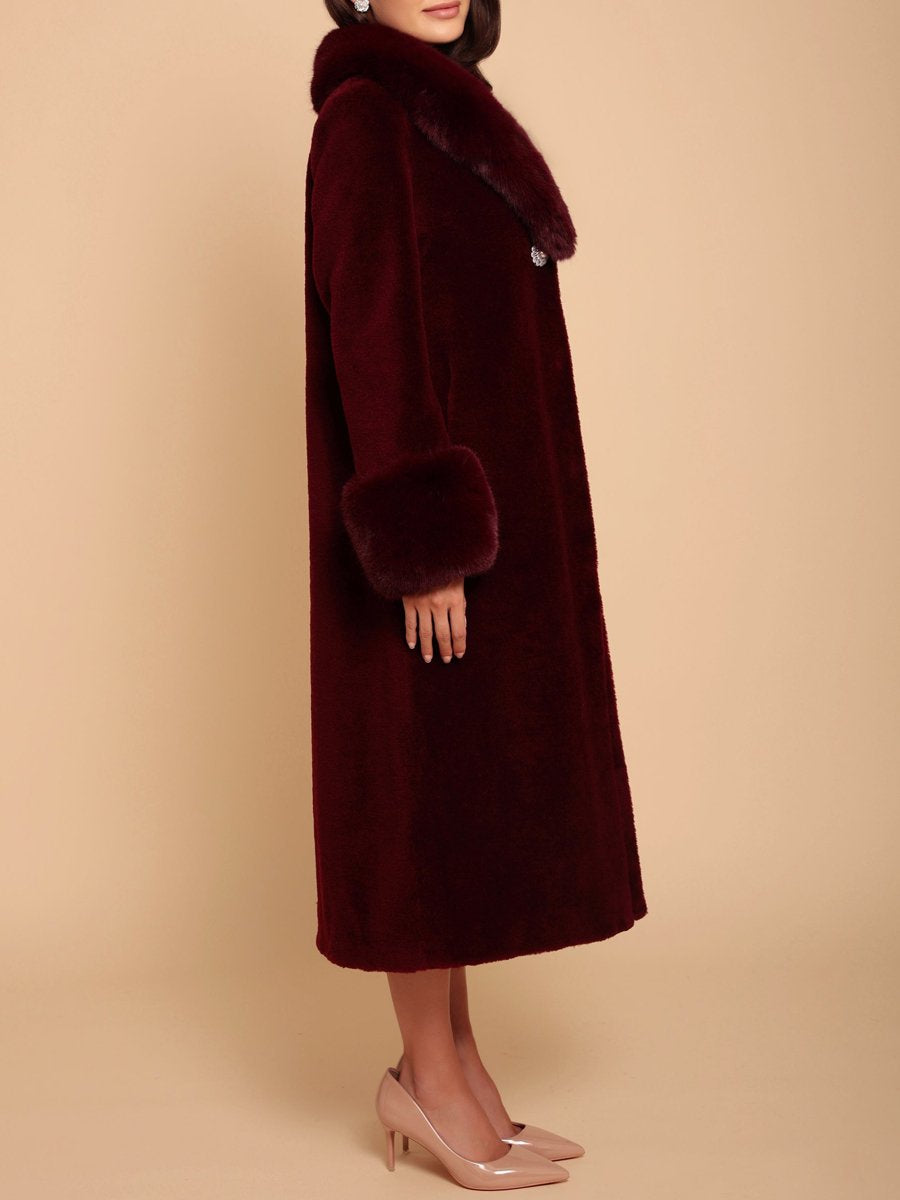 Long Coat With Faux Fur Collar