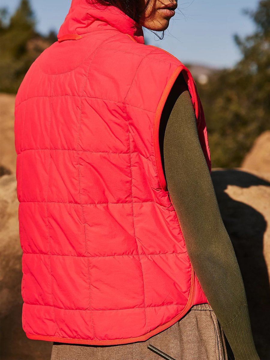 Zipper Solid Warm Cotton Vest Jacket