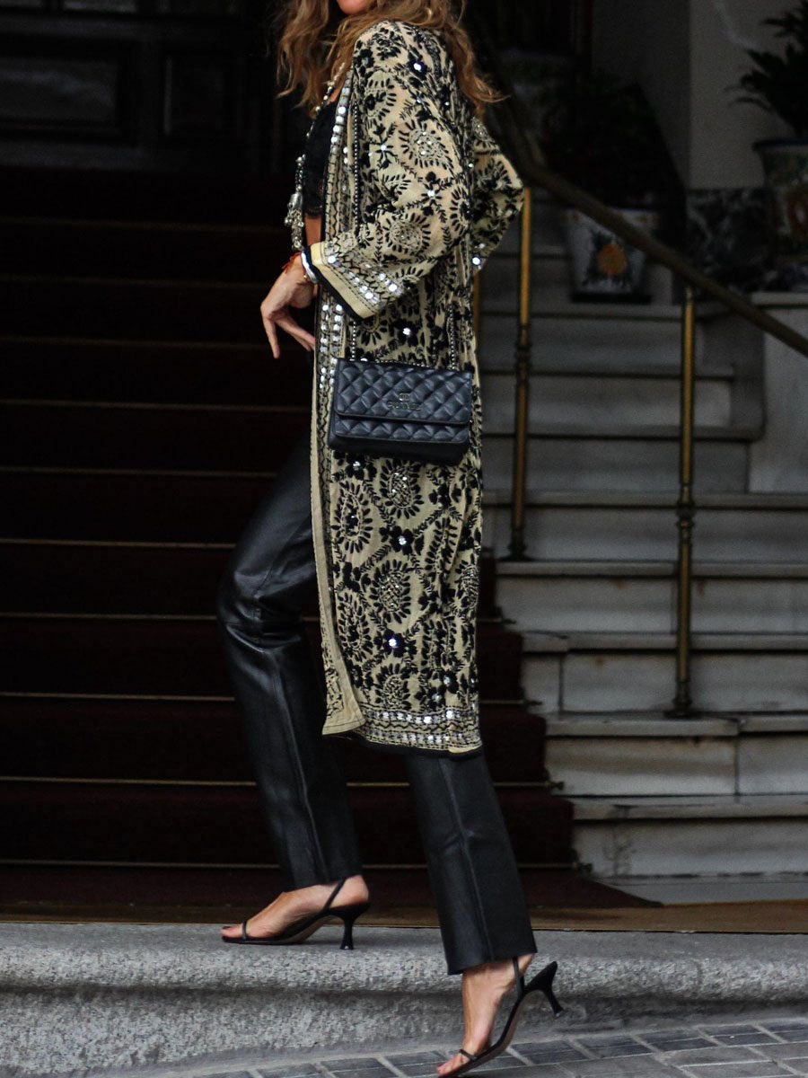 Sequin Printed Long Sleeve Cardigan