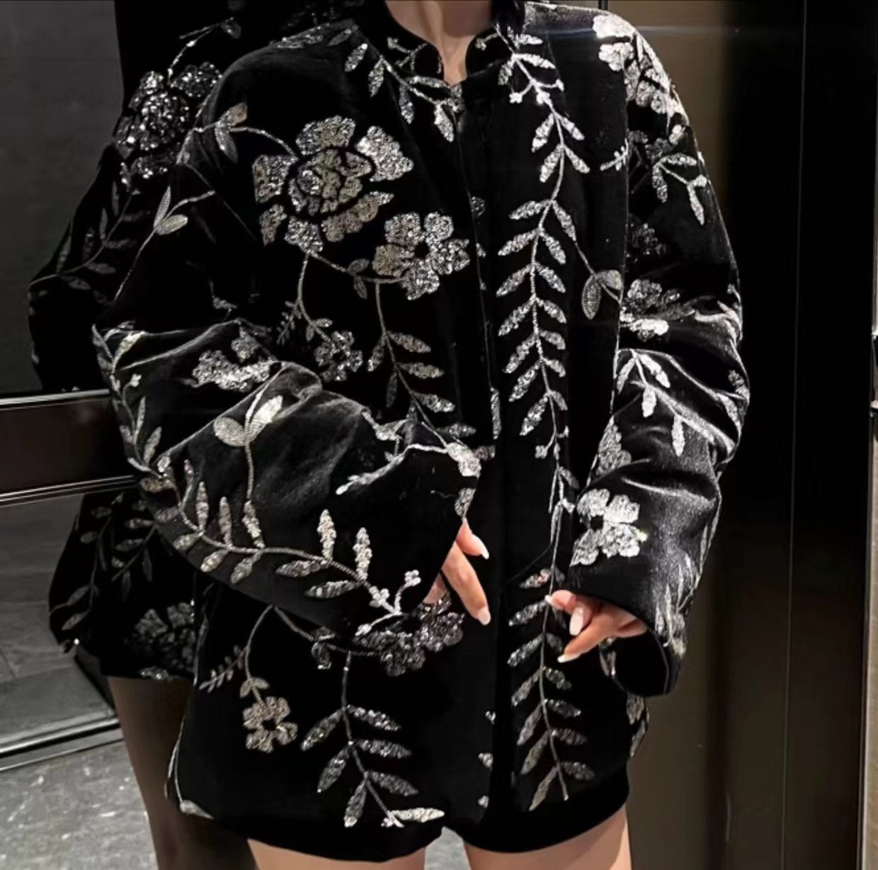 Women's Shiny Jacquard Jacket