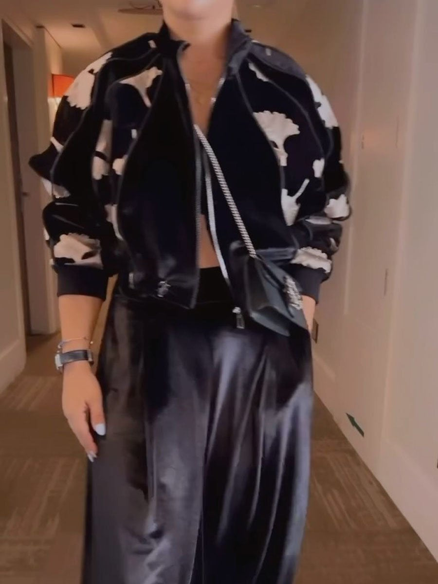 Velvet Print Patchwork Jacket