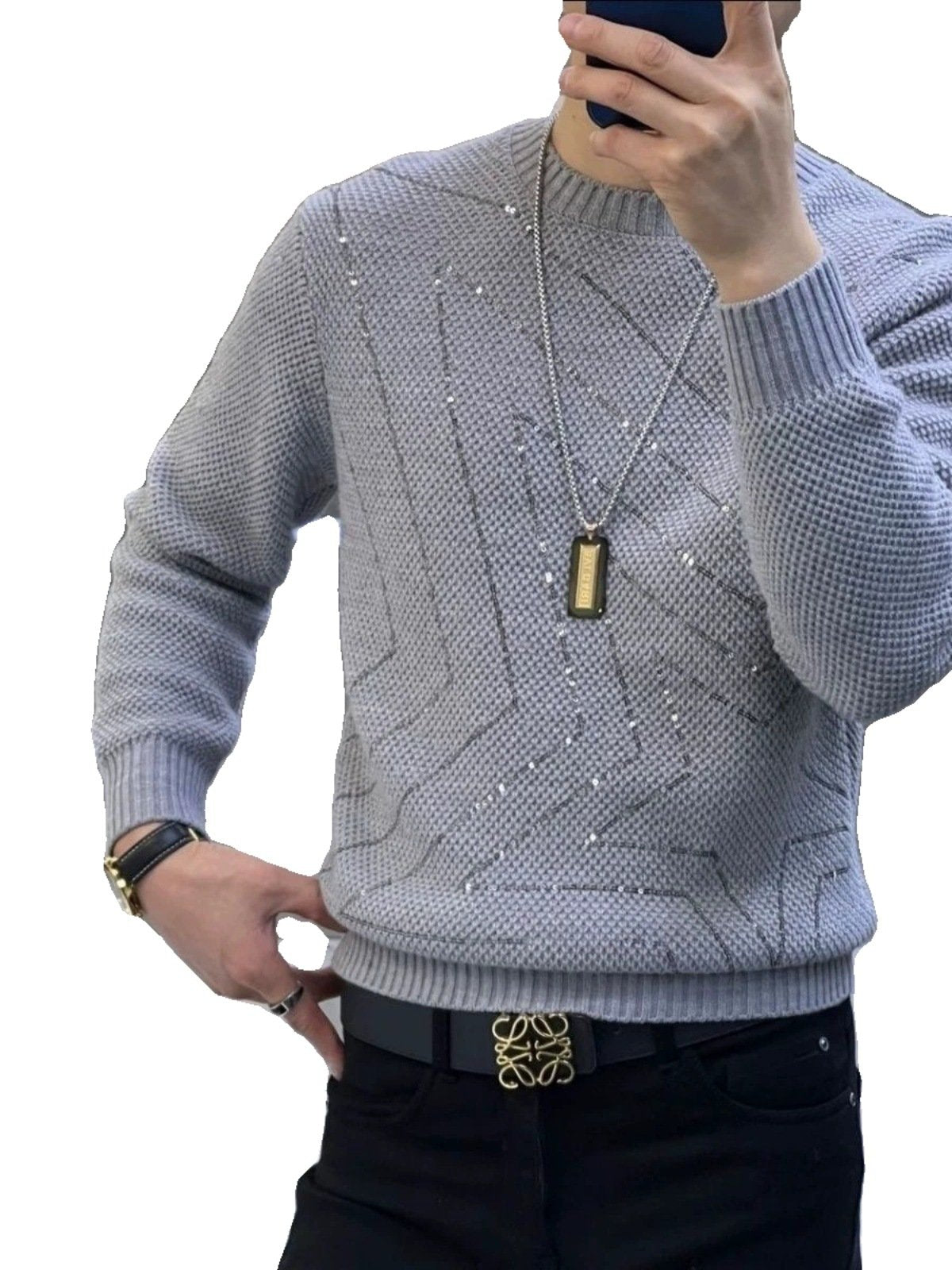 Five-pointed star sequin round bottoming sweater