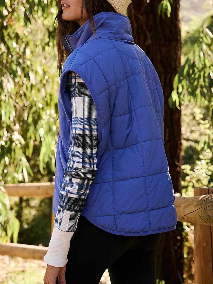 Zipper Solid Warm Cotton Vest Jacket