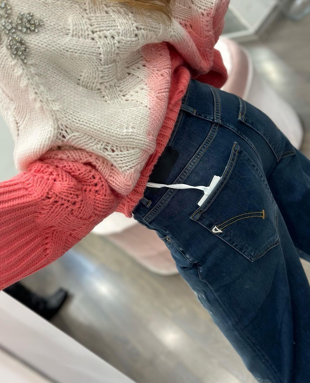 Diamond Patch Color Block Knitted Sweater