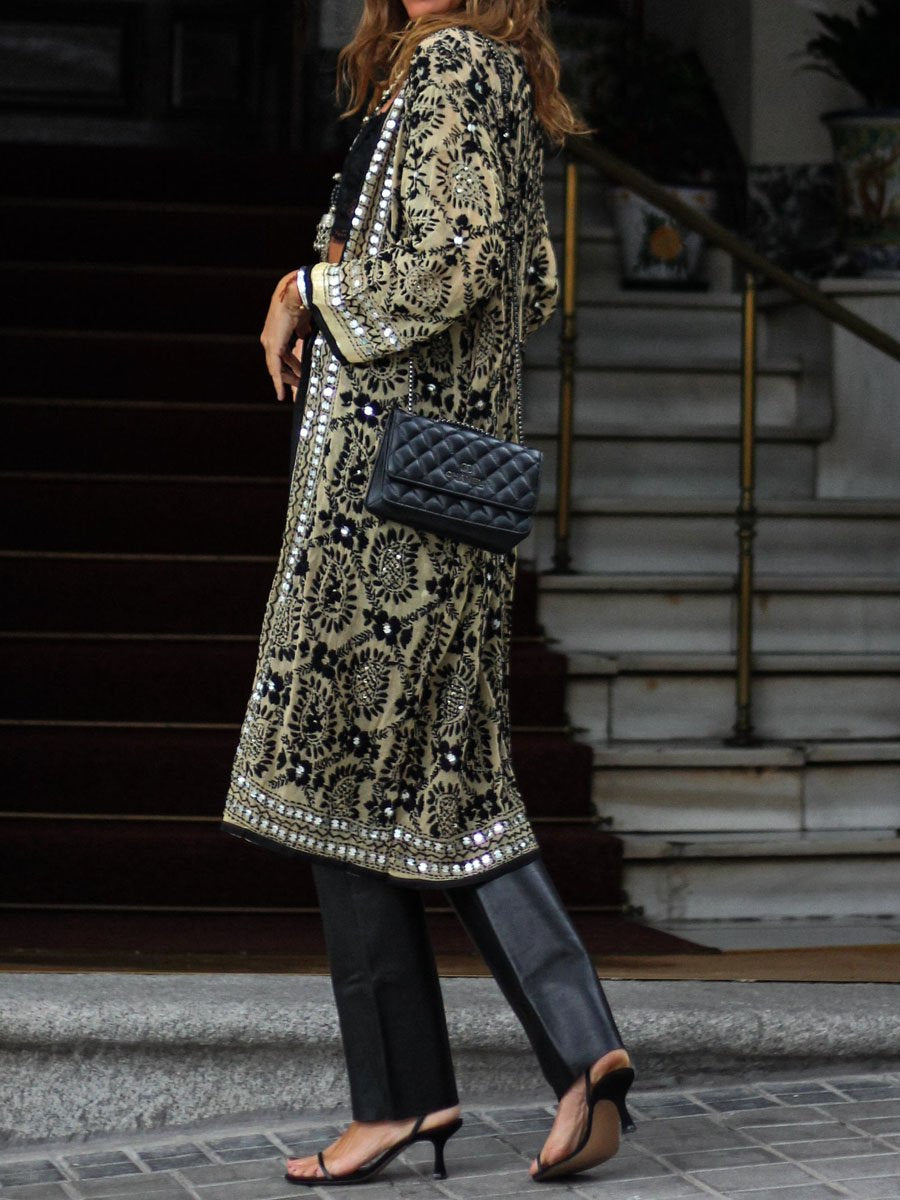 Sequin Printed Long Sleeve Cardigan