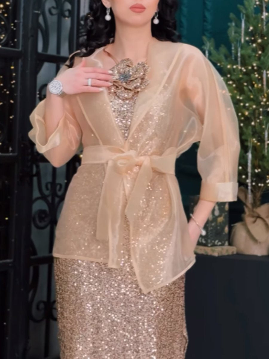 Sequin See-through Two Pieces Dress