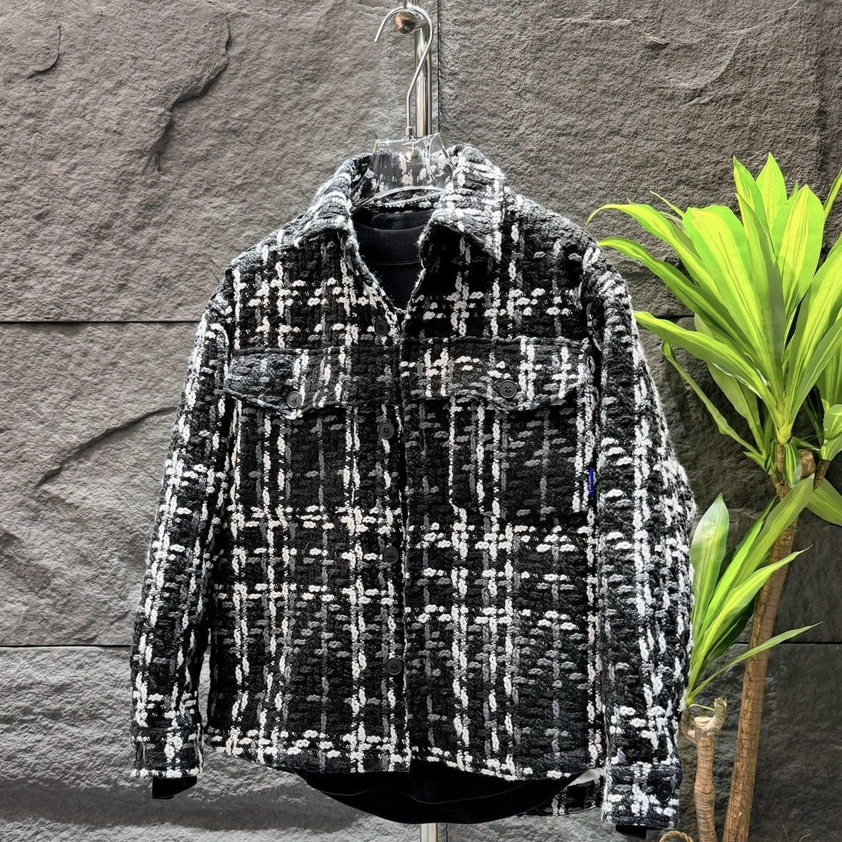 Trendy and versatile plaid cotton-padded jacket