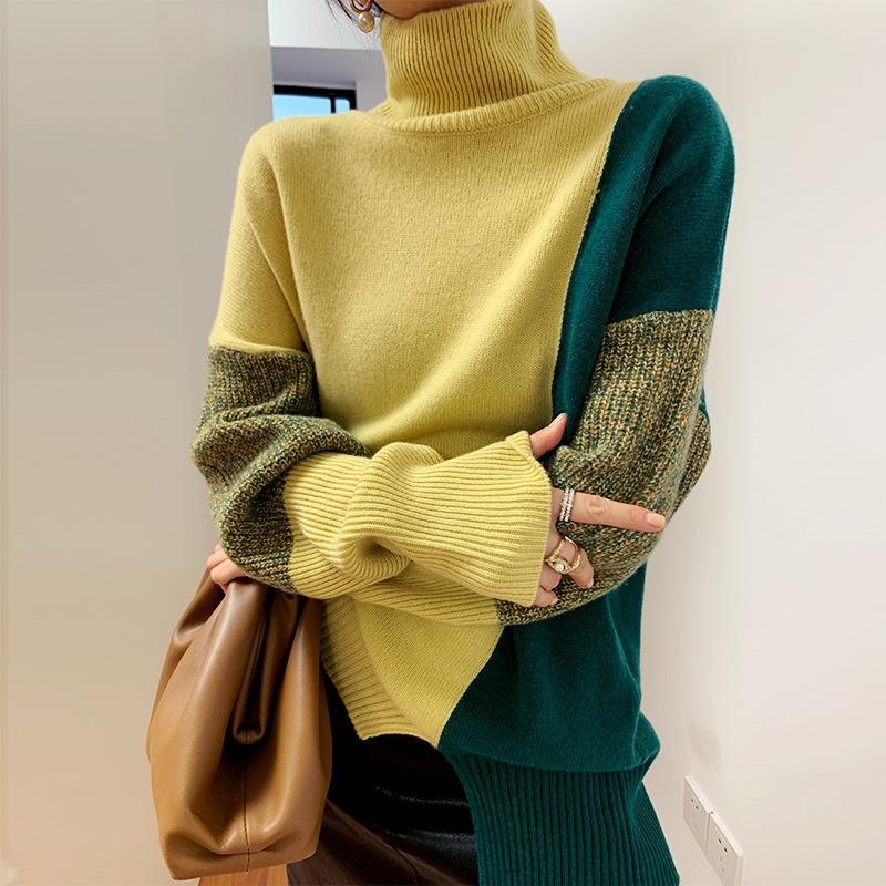 Turtleneck contrast sweater